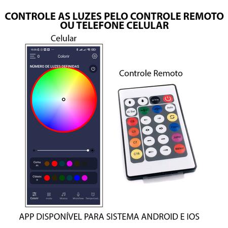 Imagem de Fita Led Aplicativo App Celular Cores RGB 5 Metros Controle Ajustavel Decoraçao Enfeite Natal Gesso Sanca Sala Quarto Escadas Loja Fachada Casa