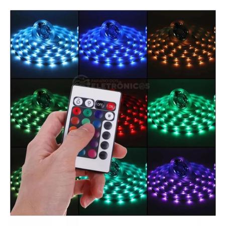 Imagem de Fita Led Colorida Rgb 16 Cores Com Controle APP Bluetooth Iluminaçao Forte TB5049