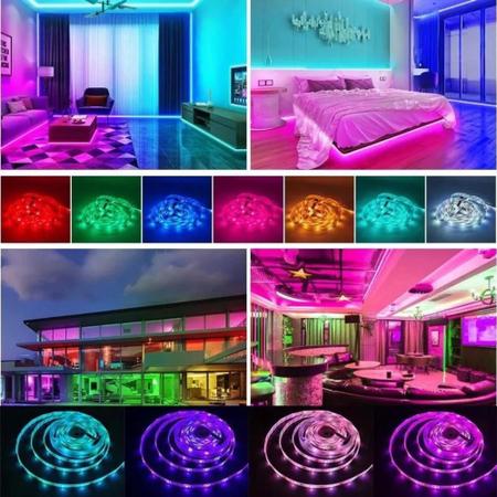 Imagem de Fita Led Colorida Rgb 16 Cores Com Controle APP Bluetooth Iluminaçao Forte TB5049