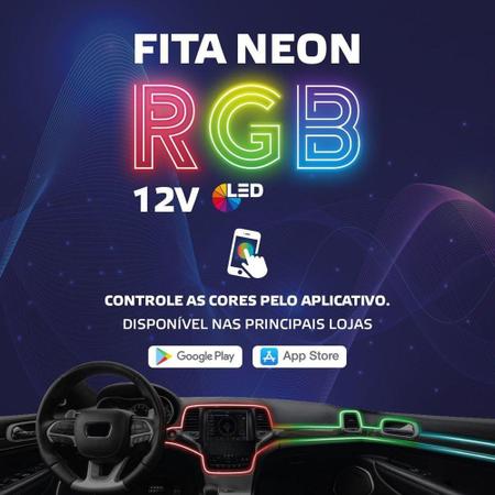 Imagem de Fita Led Luz Interna Neon Rgb Colorida Painel Carro 5 Metros - Shocklight