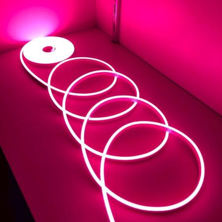 Imagem de Fita Led Neon Rosa Pink Flexível 5m Mais Fonte Adapter 12v