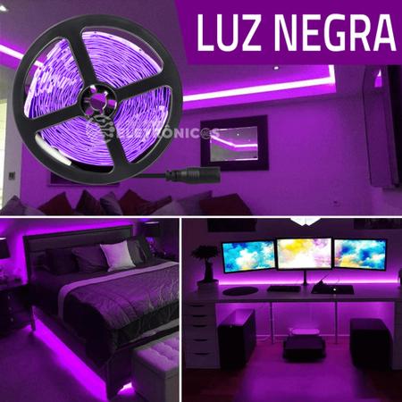 Imagem de Fita LED USB Efeito Luz Negra Neon 5mts Super Brilhante Casa, Bar e Balada Com Fonte - 194888