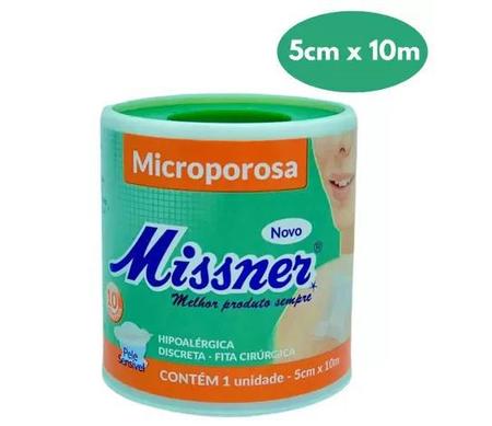Imagem de Fita Micropore Branca - Missner - 5cm 10m - Kit com 6 uni 