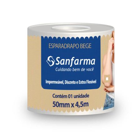 Imagem de Fita Microporosa Bege Sanfarma 25mm x 4,5m 48 Unidades