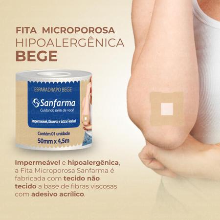 Imagem de Fita Microporosa Bege Sanfarma 25mm x 4,5m 48 Unidades