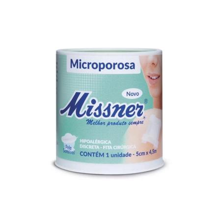 Imagem de Fita Microporosa Branco Hipoalérgica Missner 5cm x 4,5m - 2 unids