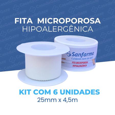 Imagem de Fita Microporosa Micropore Sanfarma Branco 25Mm X 4,5M 6 Un