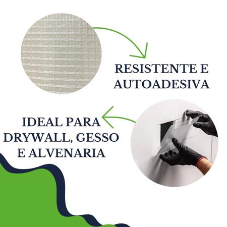 Imagem de Fita Telada Para Drywall Gesso Alvenaria 45m e 20m  Atlas Fibra de Vidro Reparo Autoadesiva Trincas Paredes (AT2920)