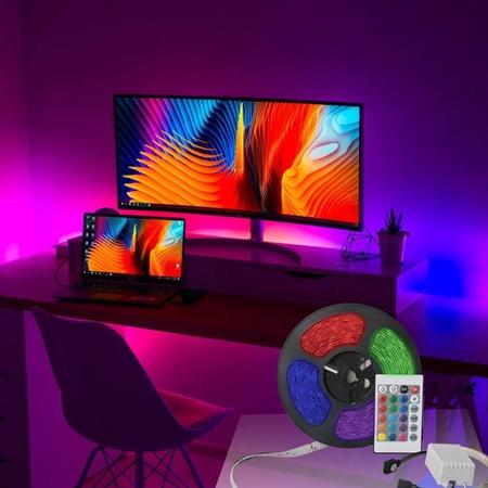 Imagem de Fita Tira Led Rgb Ambientes Coloridas Com Controle 5 Metros