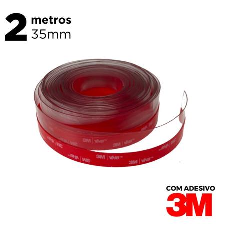 Imagem de Fita Veda Porta Janela Frestas Adesivo 3M PVC Transparente 35mm de Largura Discreto Contra Poeira Insetos Água - 2 Metros 