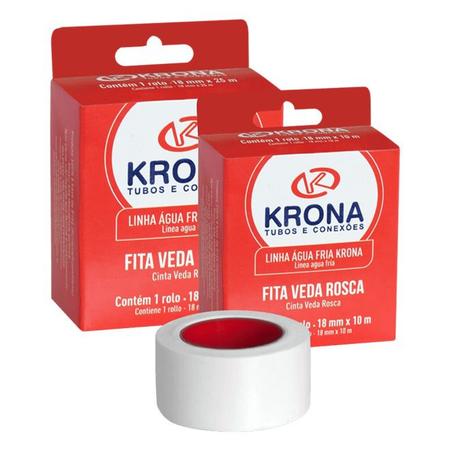 Fita vedarosca 18mm x 25m - Krona Imagem de Fita vedarosca 18mm x 25m