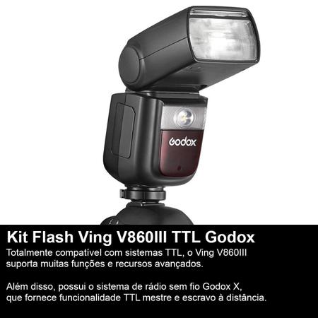 Imagem de Flash Godox Para Canon V860 Iii Ttl Hss Com Luz De Modelagem + Bateria