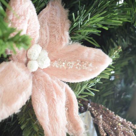 Imagem de Flor Artificial Natalina Rosa com Glitter  Linha Natal Encantado
