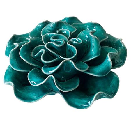 Imagem de Flor Verde De Cerâmica Decorativa 12,5x12x5,3cm
