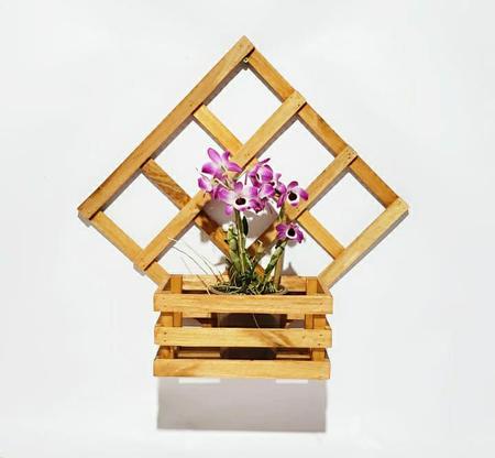 Imagem de Floreira de madeira jardim vertical para orquídeas kit 2 pec