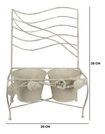 Imagem de Floreira Decorativa Dupla Jardim Suporte Vaso Metal 35 X 25