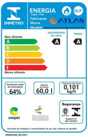 Imagem de Fogão 4 bocas Atlas New UTop Style mesa de inox - Bivolt