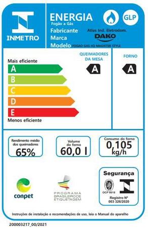 Imagem de Fogão 4 bocas Dako Magister Style com Mesa de Vidro e Mega Chama - Bivolt