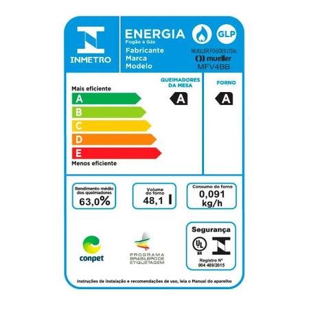 Imagem de Fogão 4 Bocas Mueller MFV4BB
