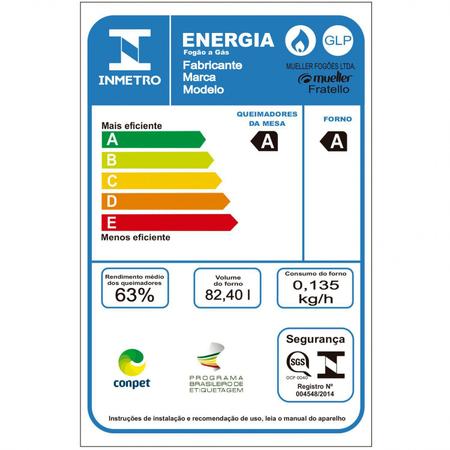 Imagem de Fogão 5 Bocas Acendimento Automático Fratello Stile Mueller Bivolt