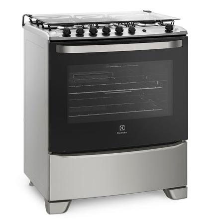 Imagem de Fogão 5 Bocas Electrolux Prata com Tripla Chama e Forno Easy to Clean (76USQ)