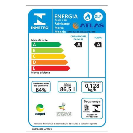 Imagem de Fogão Atlas Monaco Top 5 Bocas Preto Bivolt- 300001641