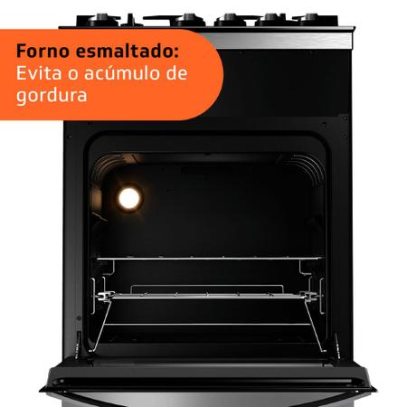 Imagem de Fogão Brastemp 4 Bocas Inox com mesa de vidro, dupla chama e grill elétrico - BFO4VBR