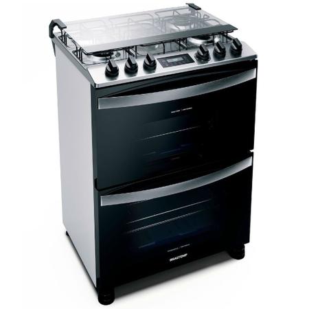 Imagem de Fogão Brastemp 5 Bocas Duplo Forno Branco Com Turbo Chama E Touch Timer Com Autodesligamento   - BFD5GCB