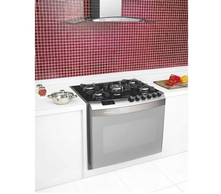 Imagem de Fogão Brastemp 5 bocas embutir cor Inox com mesa de vidro e quadrichama