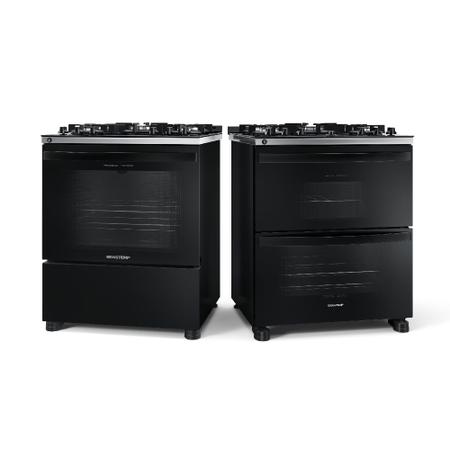 Imagem de Fogão Brastemp 5 bocas Preto com duplo forno, mesa de vidro e turbo chama - BFD5VCE