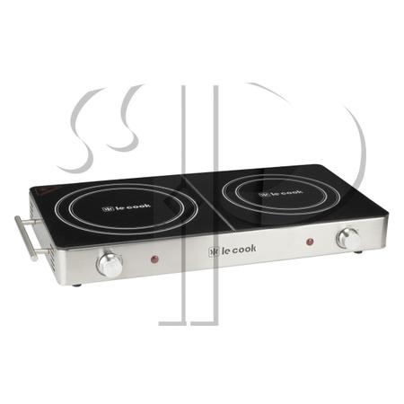 Imagem de Fogão Cooktop 2 Bocas Elétrico Vitroceramico Inox Le Cook 110v ou 220v