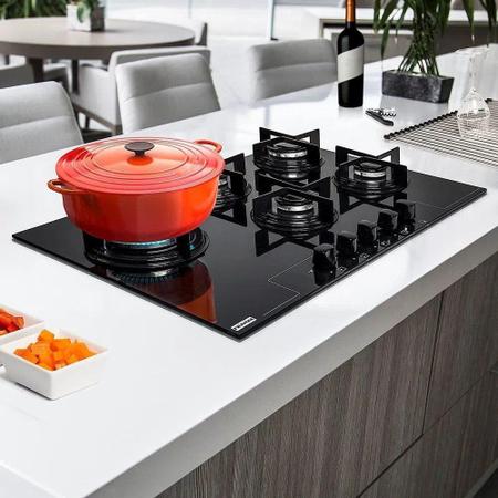 Imagem de Fogão Cooktop 5 Bocas Glass Tripla-Chama a Gás - Preto - Franke