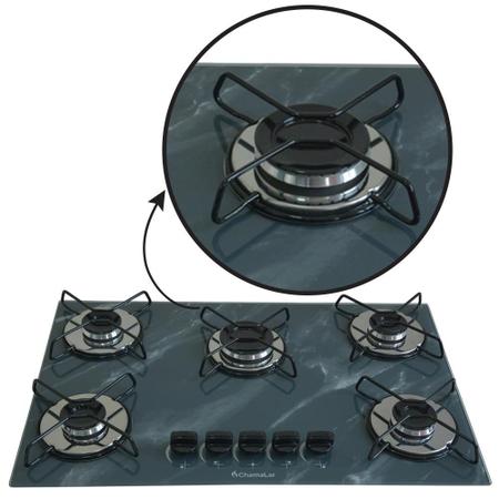 Imagem de Fogão Cooktop 5bocas Ultra Chama 127/220v Marmo Cinza