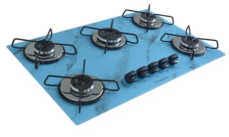 Imagem de Fogão Cooktop À Gás 5 Bocas Chamalar CO Ultra Chama Vidro Bivolt XP