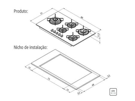 Imagem de Fogão Cooktop a Gás 5 Queimadores Tramontina 94709301