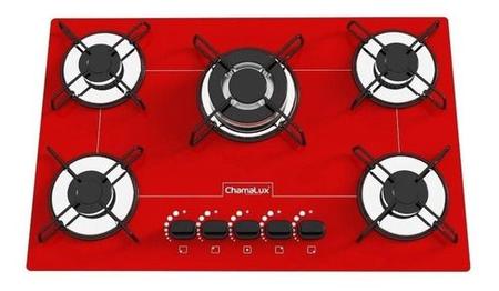 Imagem de Fogão Cooktop Chamalux 5 Bocas Tripla Chama Vermelho 110v/220v