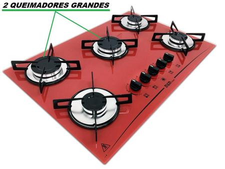 Imagem de Fogão Cooktop D&D 5 Bocas Vermelho A Gás