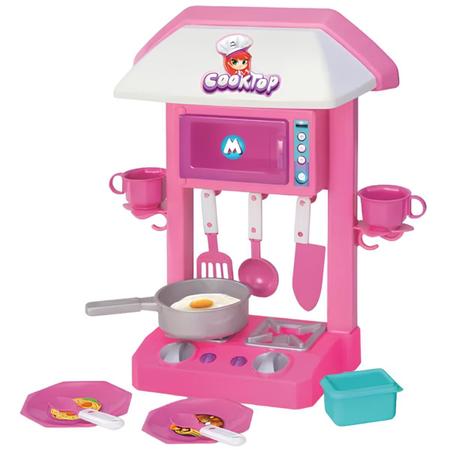 Imagem de Fogão Cooktop De Brinquedo Completo Infantil Rosa Fogãozinho Com Microondas Brinquedos Magic Toys