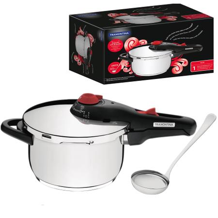 Imagem de Fogão Cooktop de Indução Philco 4 bocas PCT04P 220v + Panela de Pressão Tramontina Solar Inox Para Fogão Indução 4,5L com Concha