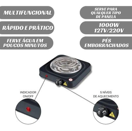 Imagem de Fogão Cooktop Elétrica Fogareiro 1 Boca 127v 1000w Bak Camping