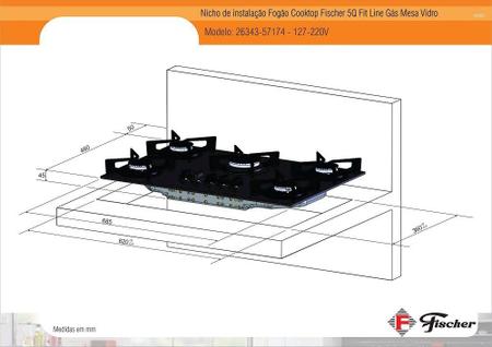 Imagem de Fogão Cooktop Fischer 5 Bocas Fit Line 26343-57174