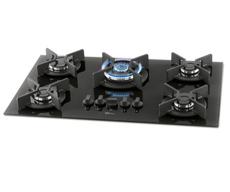 Imagem de Fogão Cooktop Fischer 5Q Tc Infinity Gás Mesa Vidro Preto