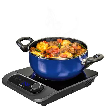 Imagem de Fogão Cooktop Indução Cadence Portátil Queimador 110V Preto 1 Boca Elétrico 8 Temperaturas Potência 1250W a 2000W