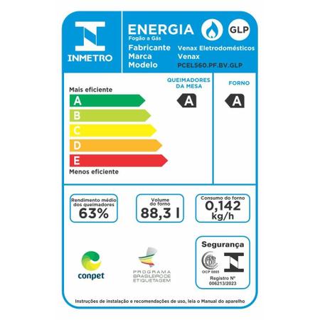 Imagem de Fogao de Embutir 5 Bocas Venax Picasso Line Preto Fosco Gas Glp