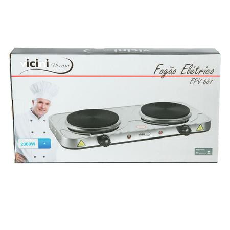 Imagem de Fogão de Mesa 2 Bocas Elétrico Vicini Inox EPV857 127V