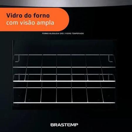 Imagem de Fogão De Piso Brastemp BFO4NBB 4 Bocas Super Compacto, Forno Esmaltado C/ 2 Prateleiras, Acendimento Automático E Tampa De Vidro Temperado