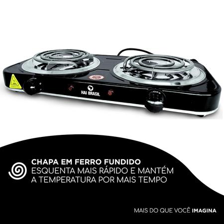 Imagem de Fogão Elétrico Fogareiro Portátil De Mesa Cooktop Camping Acampamento Pratico 2 Bocas Espiral 220v