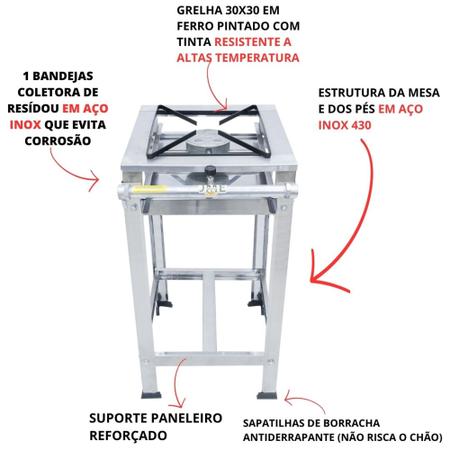 Imagem de Fogão  Industrial 1 Bocas 30X30 Alta Pressão Em Inox