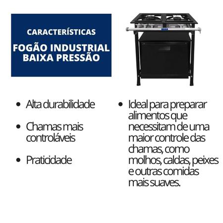 Imagem de Fogão Industrial 2 Bocas 30x30 Baixa Pressão P5 com Forno JCN