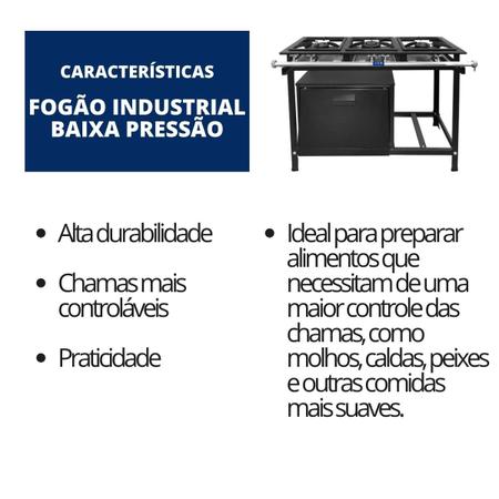 Imagem de Fogão Industrial 3 Bocas 30x30 Baixa Pressão P5 com Forno JCN